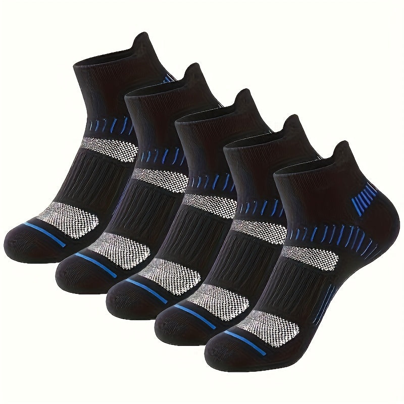 Men's Breathable Striped Ankle Socks 5 Pairs Fall Casual Hosiery