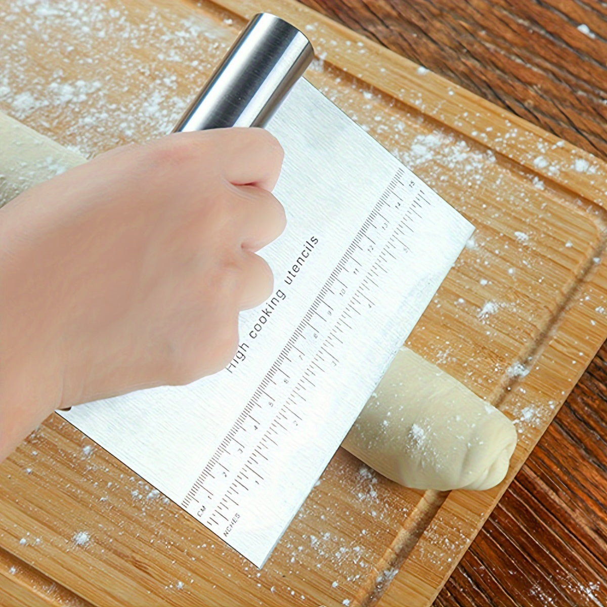 Herramienta de cocina de acero inoxidable cortador de fideos, raspador, accesorio para hornear