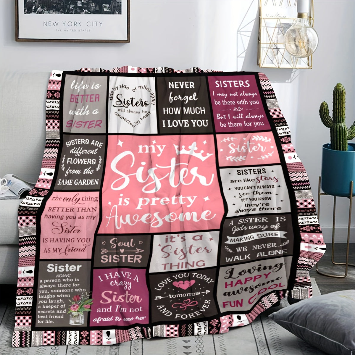 Personalized Sister Gift Blanket for Women Christmas Birthday