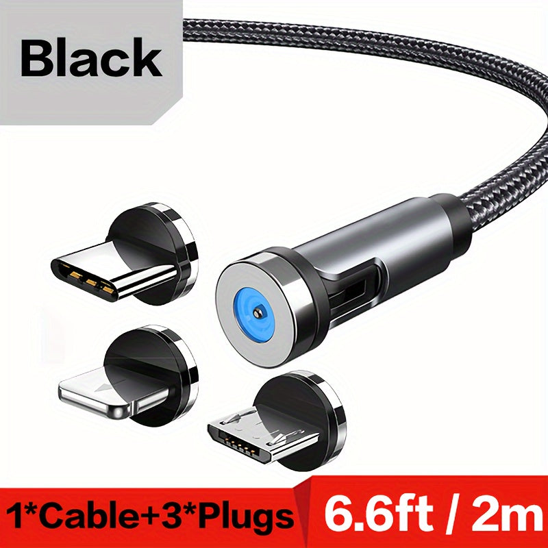 Кабель для быстрой зарядки с вращающимся магнитом на 540 градусов с разъемом Type C, Micro USB для Samsung, Xiaomi, iPhone