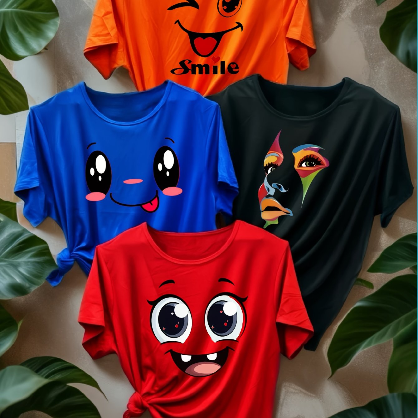 Women’s Graphic T-Shirts Polyester Blend Short Sleeve Casual Tops Vibrant Colors