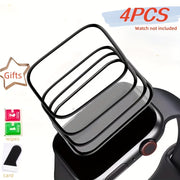 Apple Watch Screen Protector Set for Series SE 1-10 Full Coverage 9D Plastic Film Hardness 2H Fingerprint Resistant