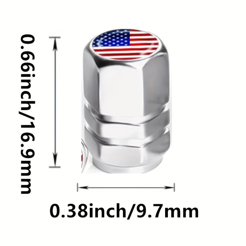 Universal Aluminum Alloy American Flag Tire Valve Cap Dust Cover