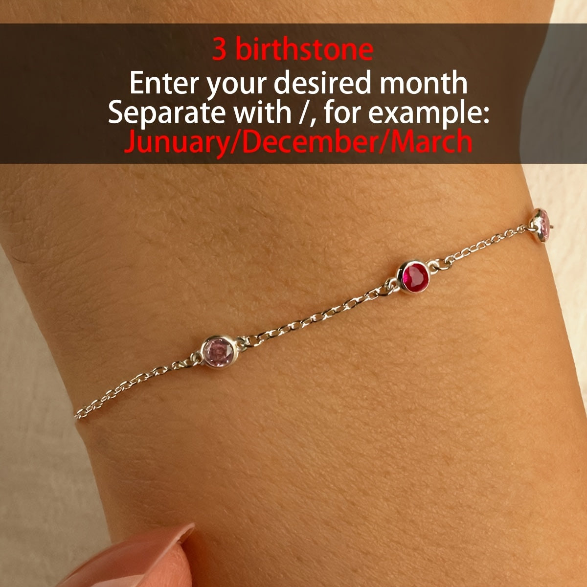 Chic Birthstone Bracelet with 2-4 Birthstones Stainless Steel Jewelry for Women