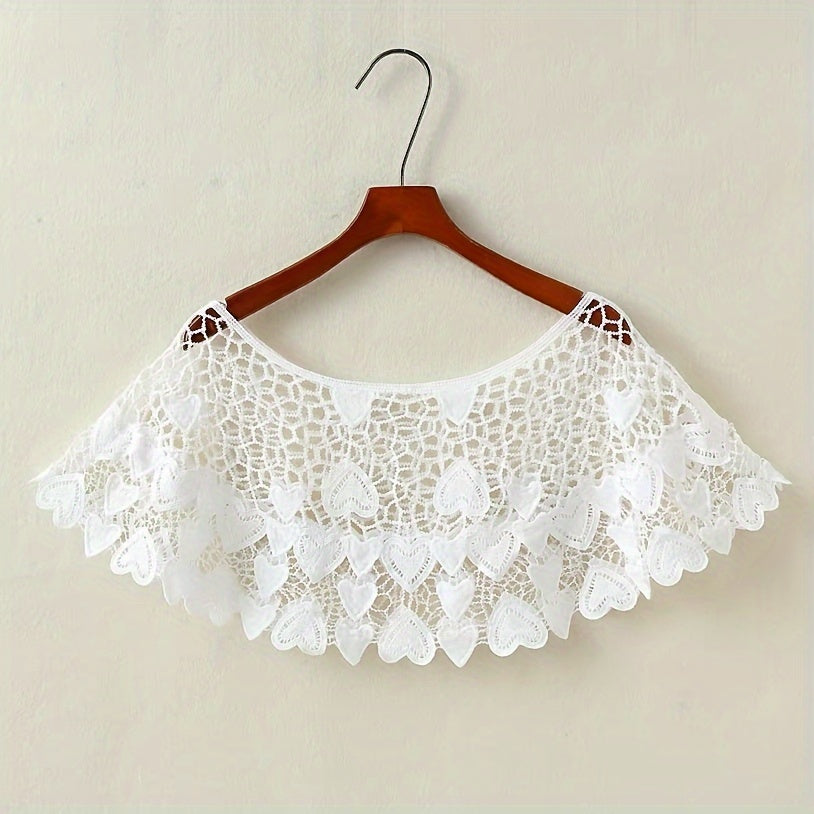 Hollow Lace Shawl Pullover Cape and Monochrome Skirt Set for Summer Women