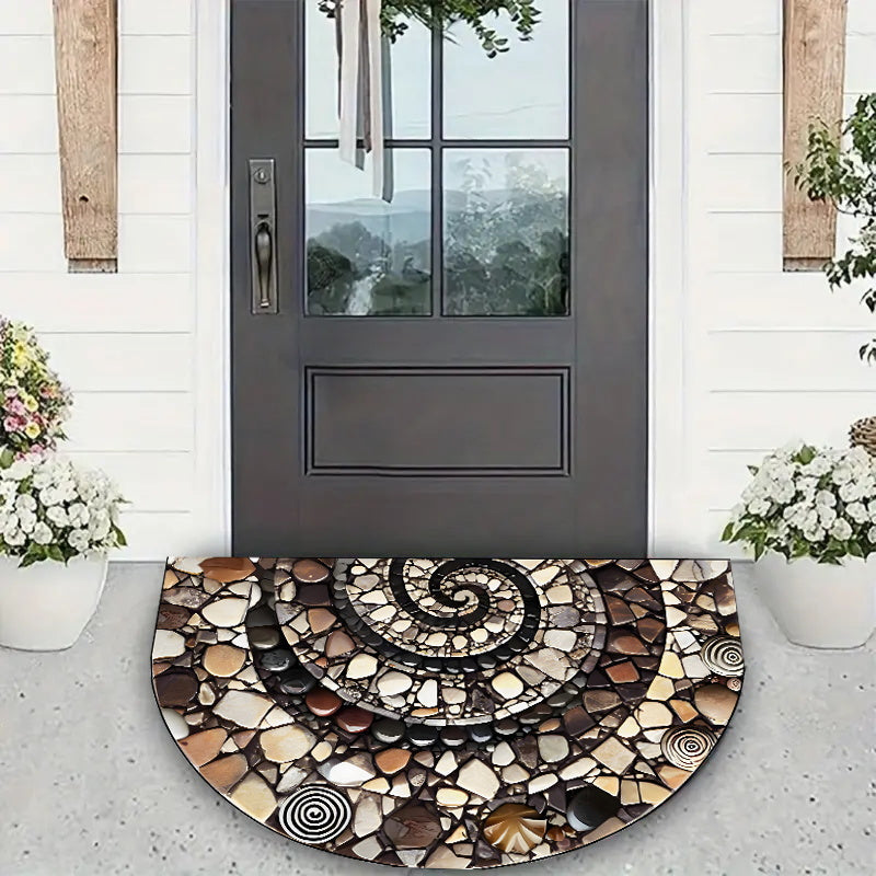 1 dona Pebble Flower Welcome Mat - Sirpanmas, Oson tozalash, Ichki va tashqi foydalanish uchun yarim doira dizayni - Kirish joylari, Oshxonalar, Hammomlar, Patio va Balkonda dekorativ ta'sir sifatida mukammal