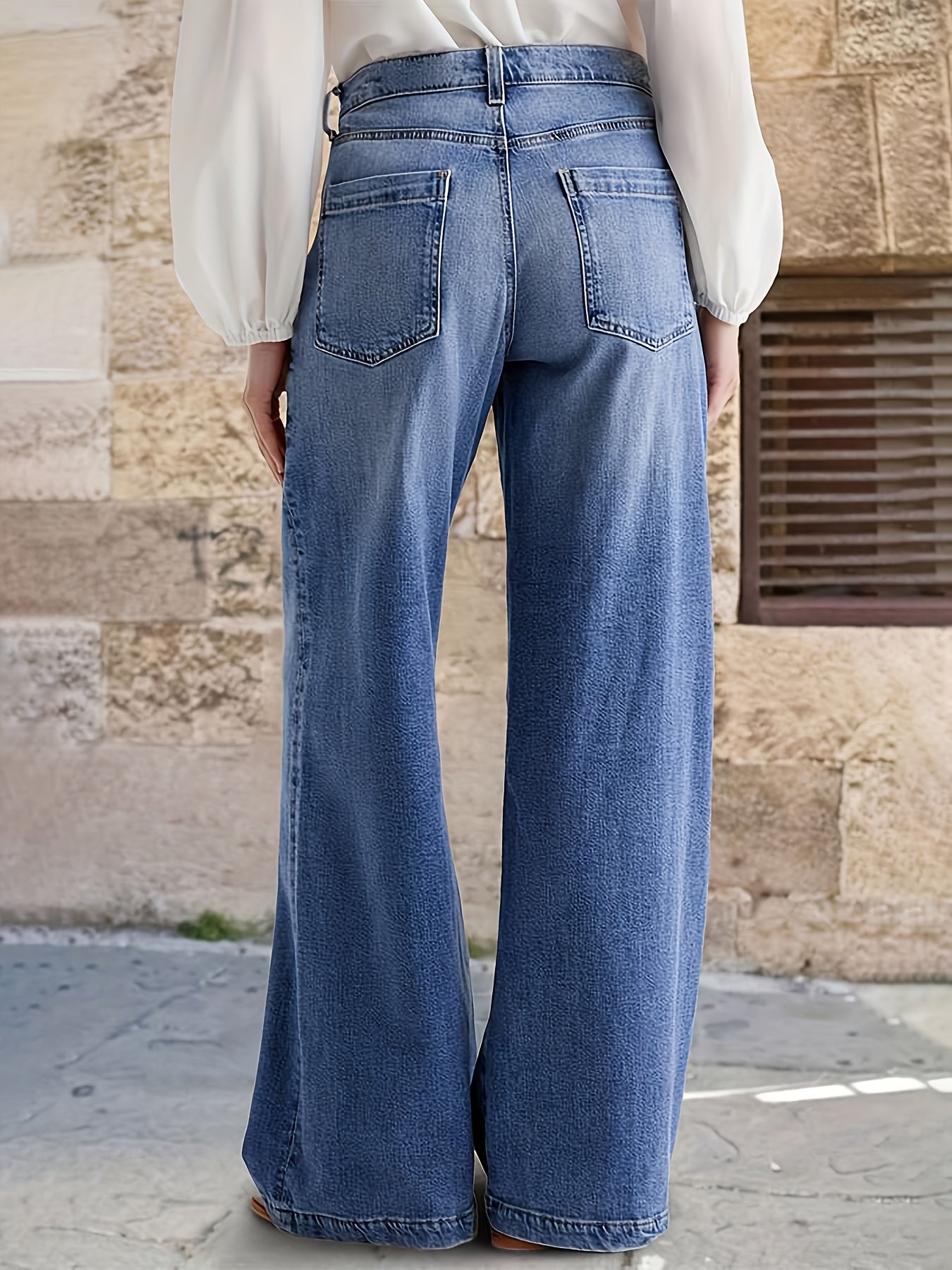 Women's High-Waisted Wide-Leg Pants Versatile Without Belt