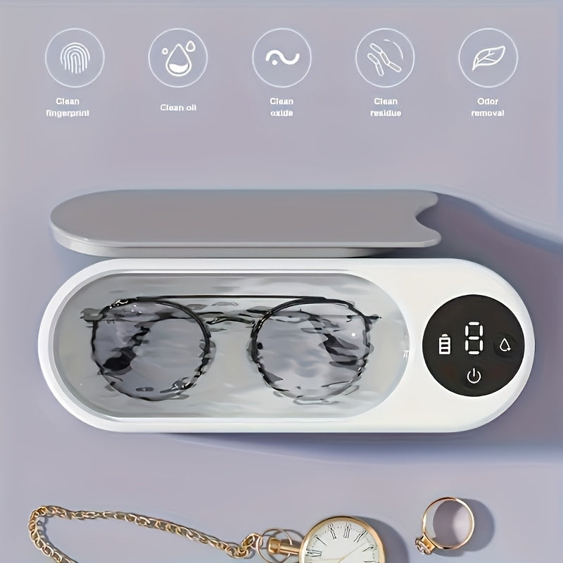 Jewelry and Glasses Cleaner with 360° Deep Cleaning Vibration Rechargeable USB Powered