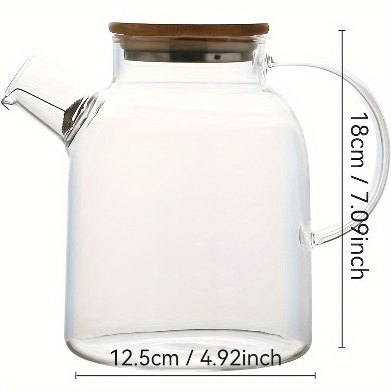 Large Glass Teapot with Infuser and Lid for Hot and Cold Tea Brewing
