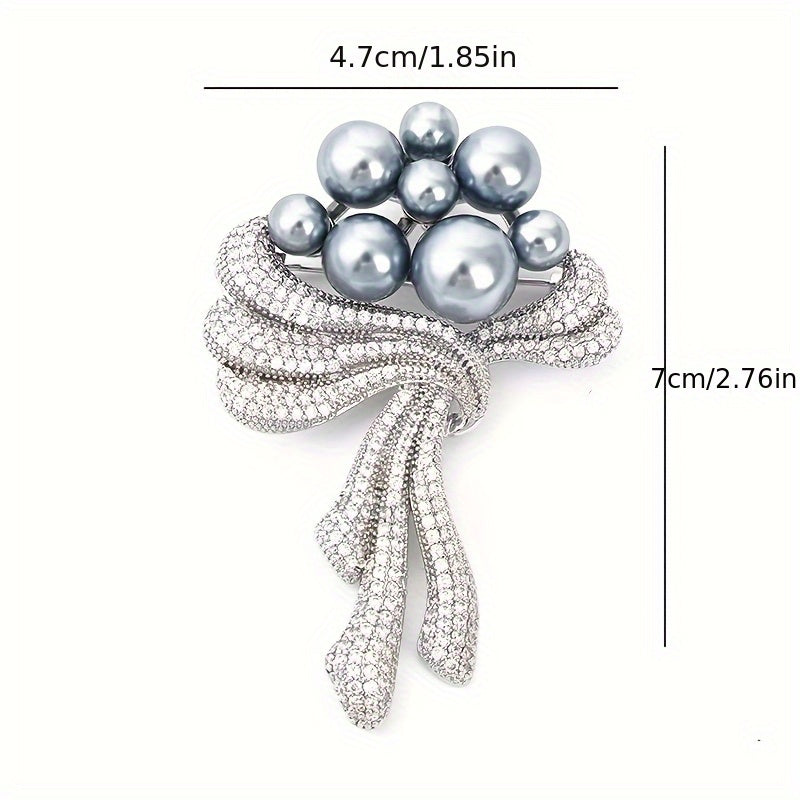 Vintage Style Rhinestone Brooch with Pearl Accents for Women's Outerwear