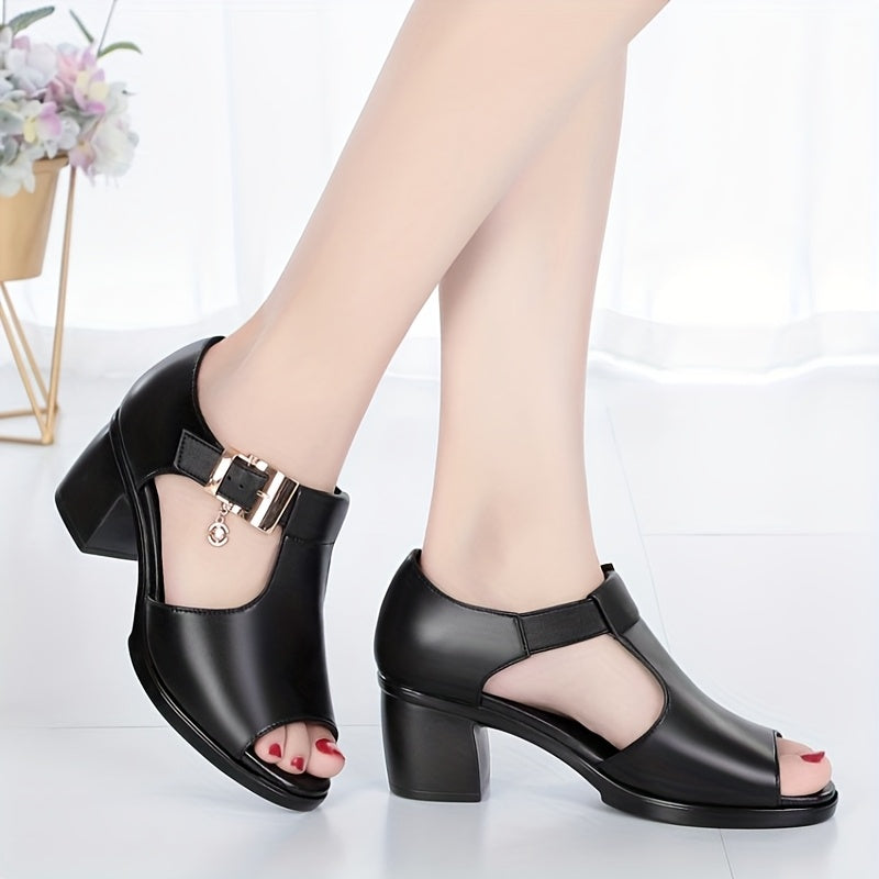 Women's Open-Toe Chunky Heel Sandals Breathable Cushion Summer Shoes