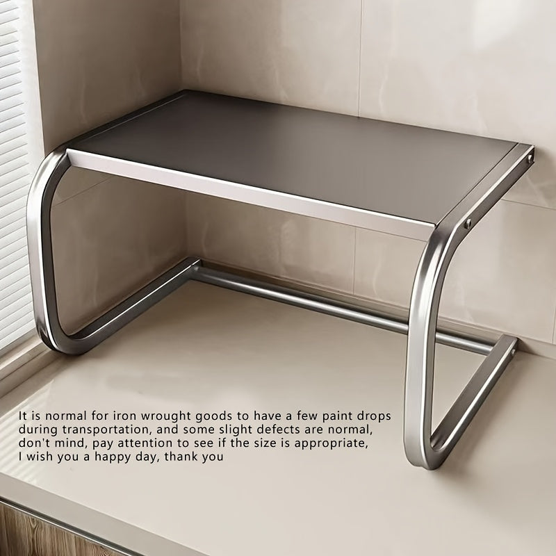 Ko‘p funksiyali mikroto‘lqinli pech uchun javon, himoya qopqog‘i bilan, qora, kumush va oq, stol usti tashkilotchisi