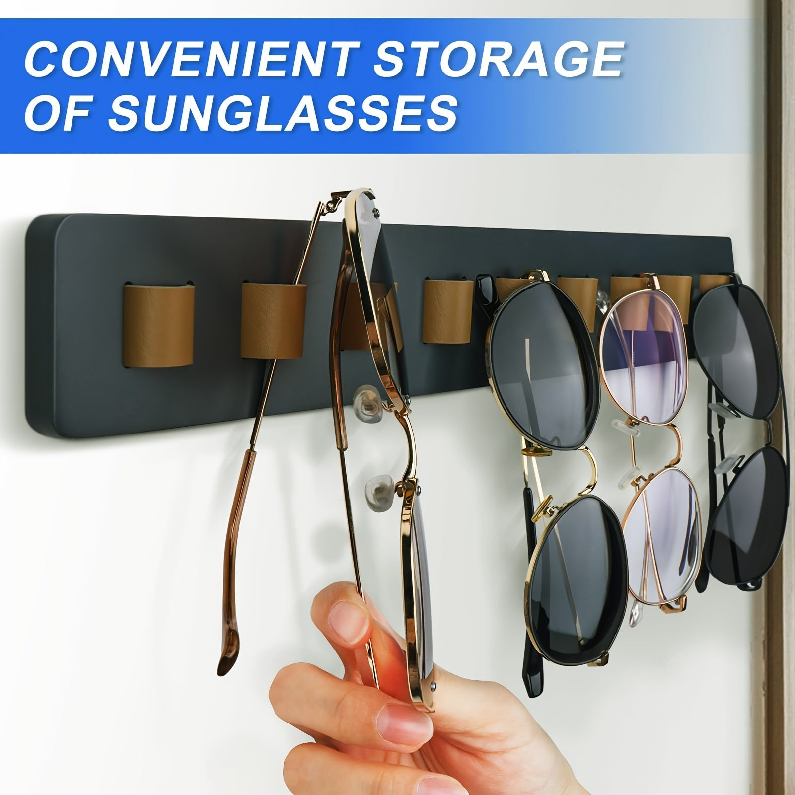 Wooden Wall-Mounted Glass Organizer Rack for Kitchen Storage