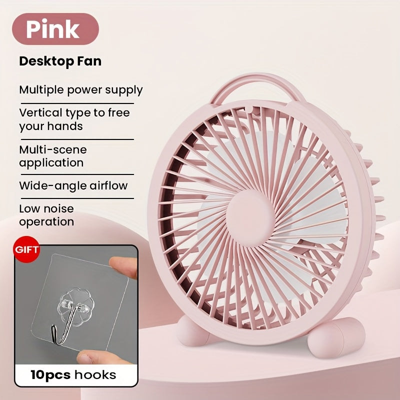 11-piece set wall hooks and portable USB desktop fan compact silent cooling for home office travel