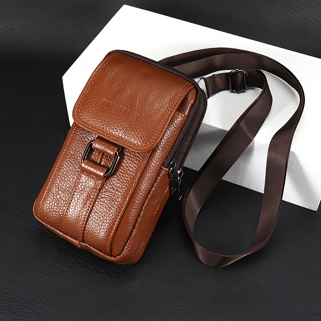 Men's Waist Bag Leather Fanny Pack for Walking Cycling Gym Workouts