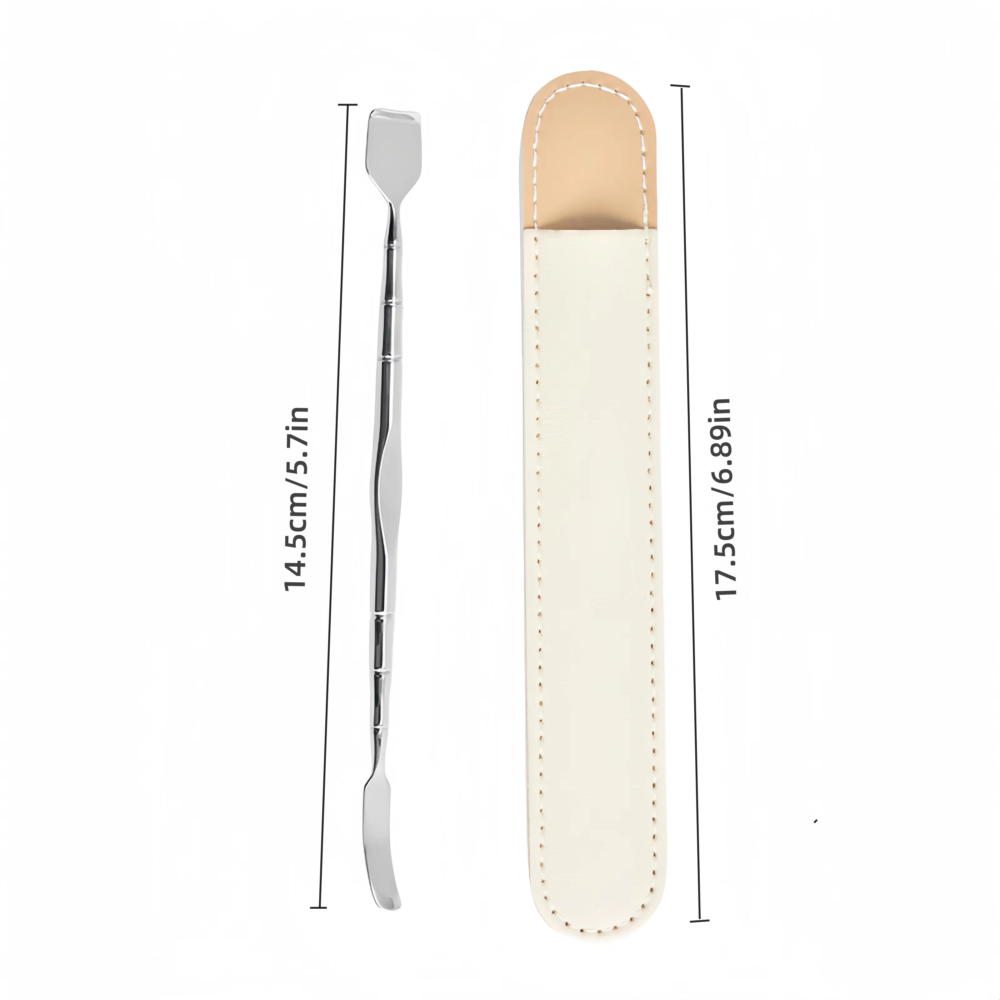 Unisex Stainless Steel Blackhead Scraper Set with Leather Handle and Dual Purpose