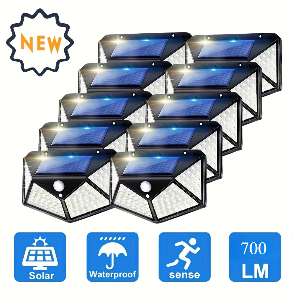 Outdoor Solar Wall Light with Motion Sensor, Four-Sided Lighting, Yard Garden Patio Fence Driveway Pathway, 4-12 Pieces