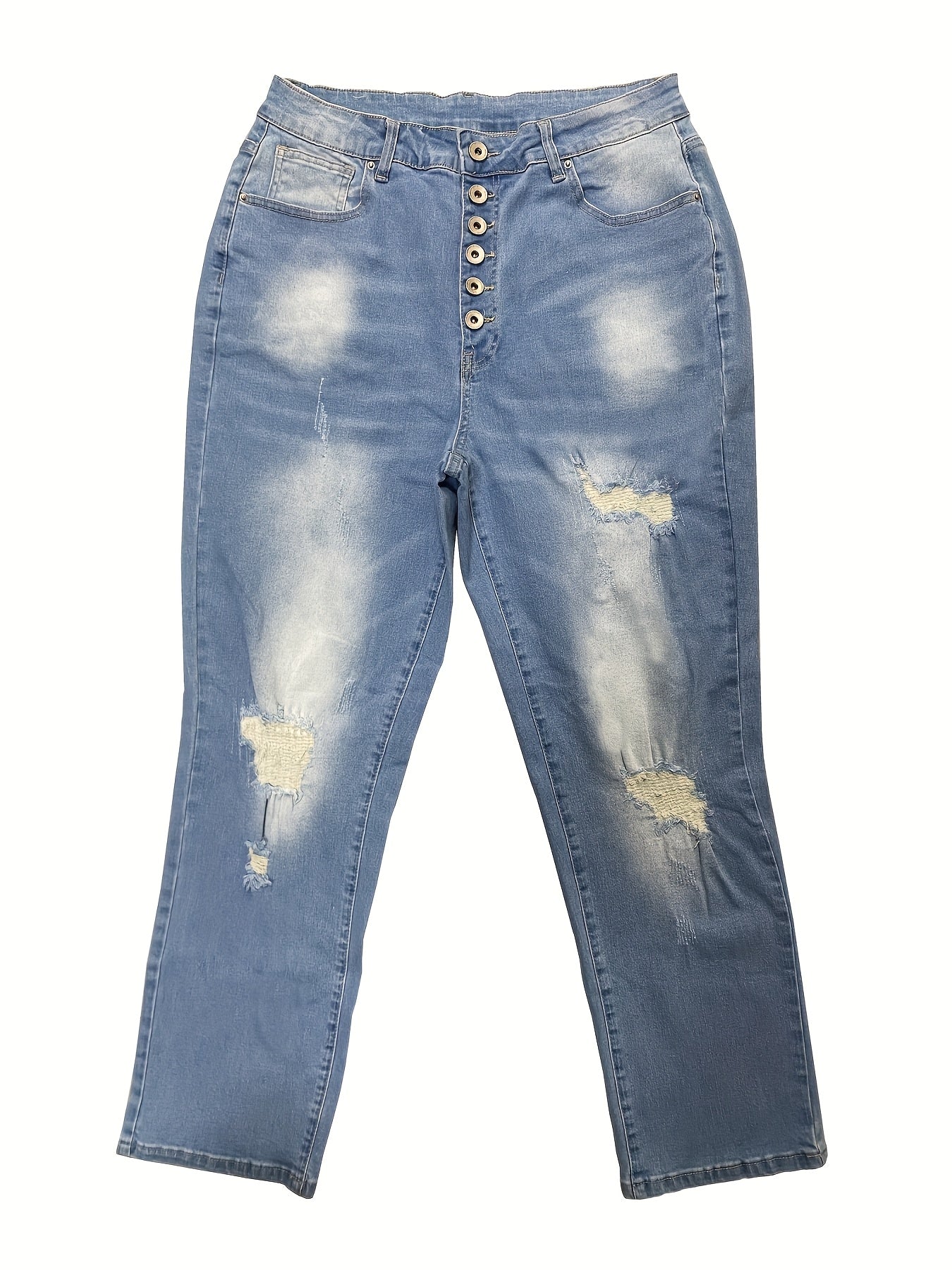 Women's High-Waisted Boyfriend Jeans Stretch Rayon Plus Size Bootcut Casual