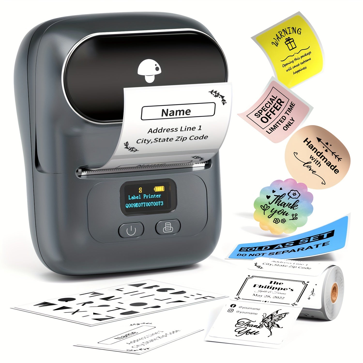 Mini Wireless Thermal Label Printer for Small Business Home Office 0.8-2 Inch