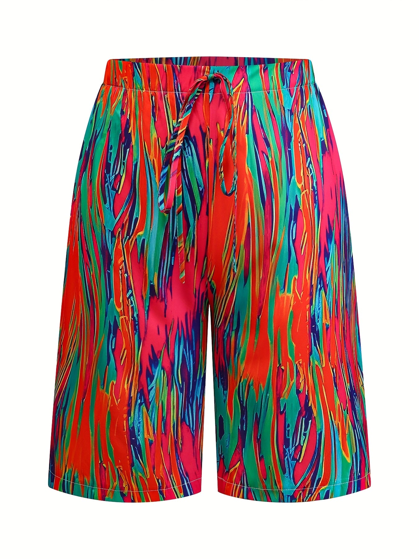 Бермуды для женщин больших размеров с цветными блоками и тай-дай, легкие летние повседневные