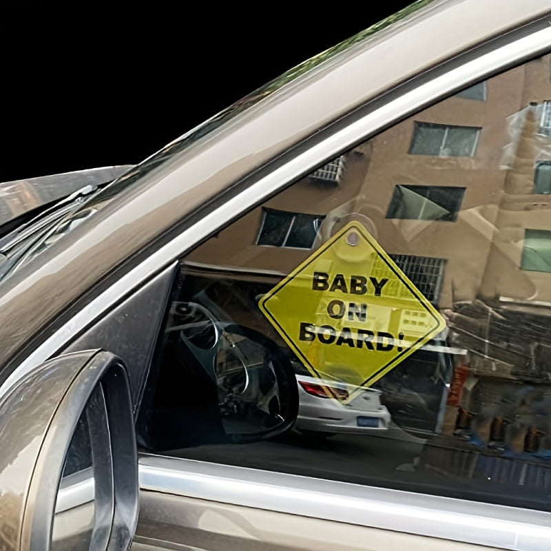 Baby On Board Sticker for Cars Durable Warning Sign with Suction Cups