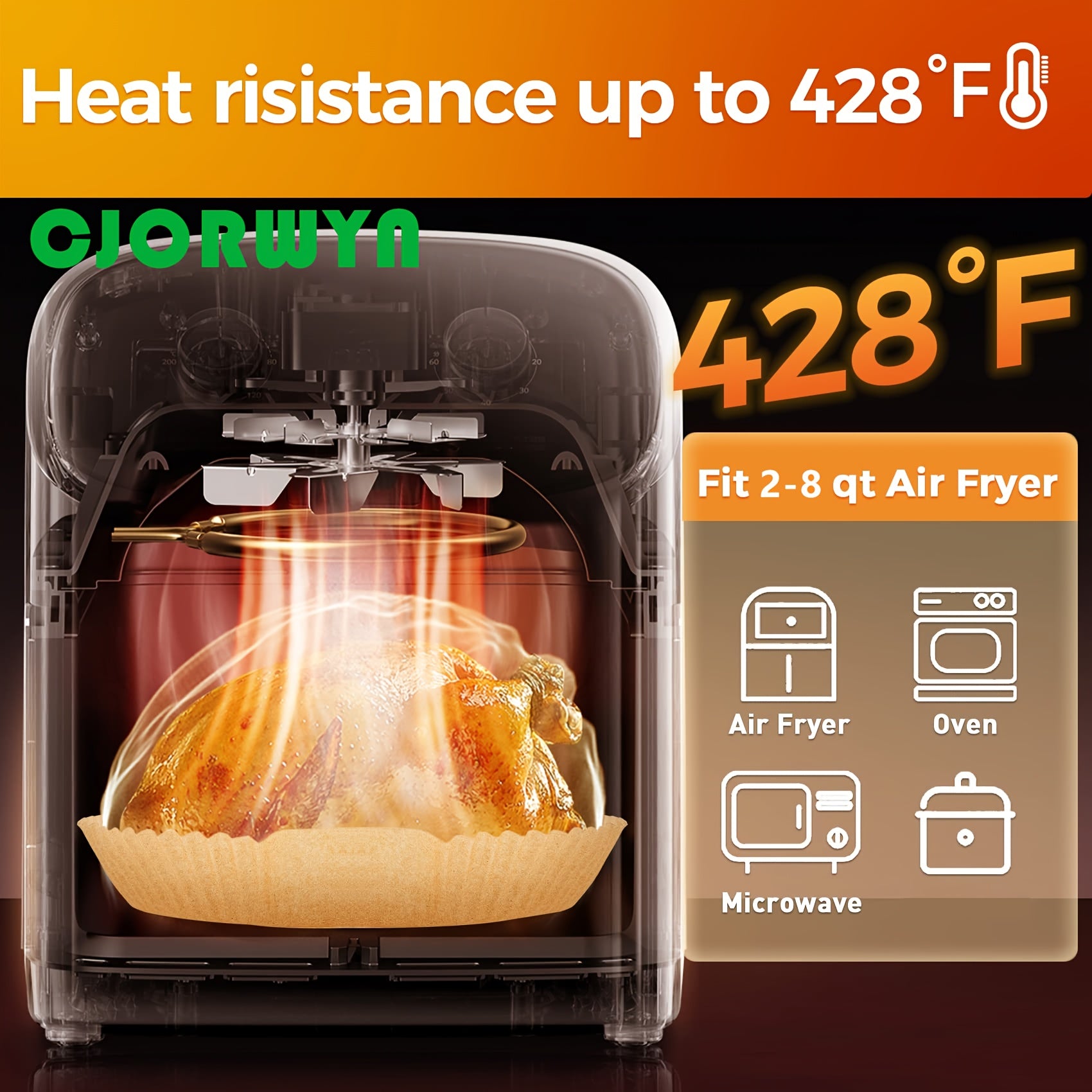 100 dona Havo Qovurish Mashinasiga mo'ljallangan Bir foydalaniladigan qog'oz qoplamalar, kvadrat qog'oz, pishirish, qovurish, mikroto'lqinli pech, yopishmaydigan