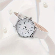 Women's White Quartz Watch and Leaf Open Bracelet Set for Gifting