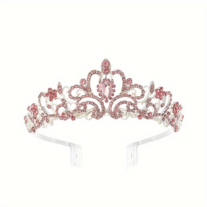 Women's Vintage Bridal Crown with Rhinestones Sparkling Hair Accessory