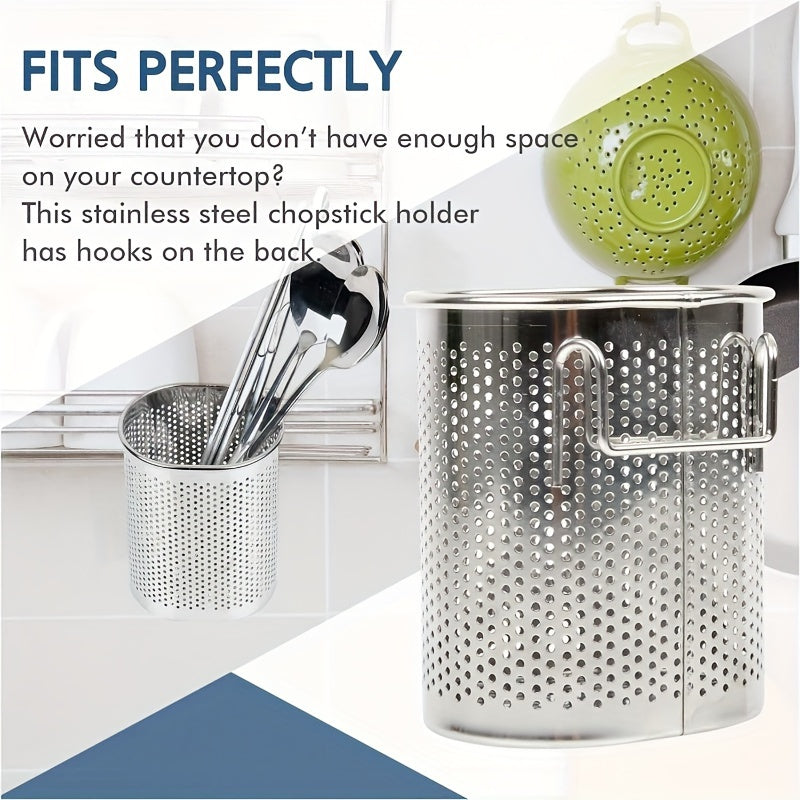 Rust-Resistant Stainless Steel Utensil Holder for Kitchen Cutlery and Chopsticks