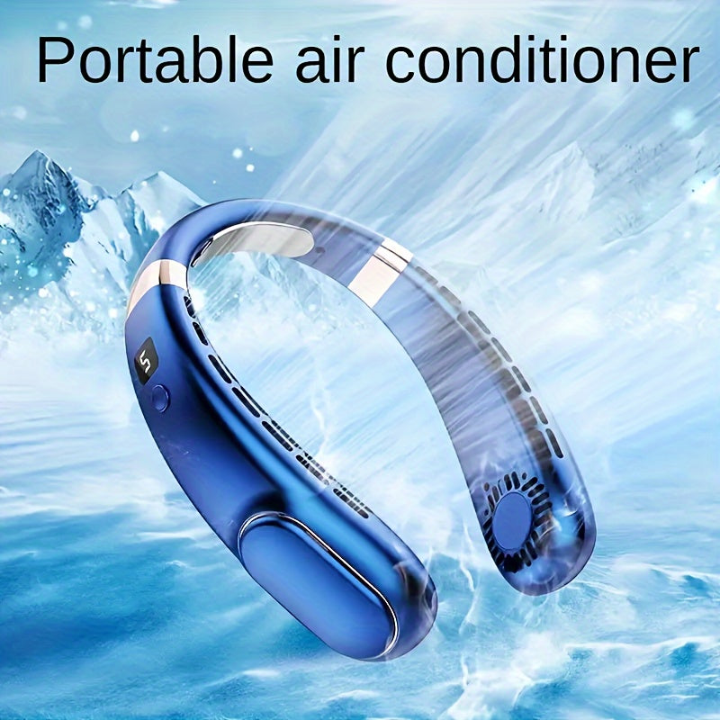 Portable Neck Fan 360° Bladeless Personal Fan USB Rechargeable Adjustable for Indoor Outdoor Use