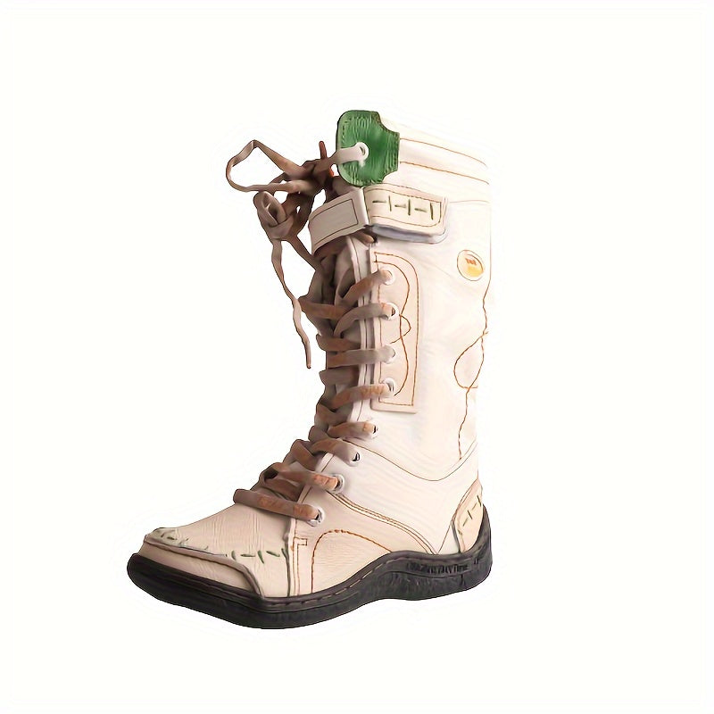 Women Mid-Calf Western Boots Solid Color Summer Winter Zipper Heel