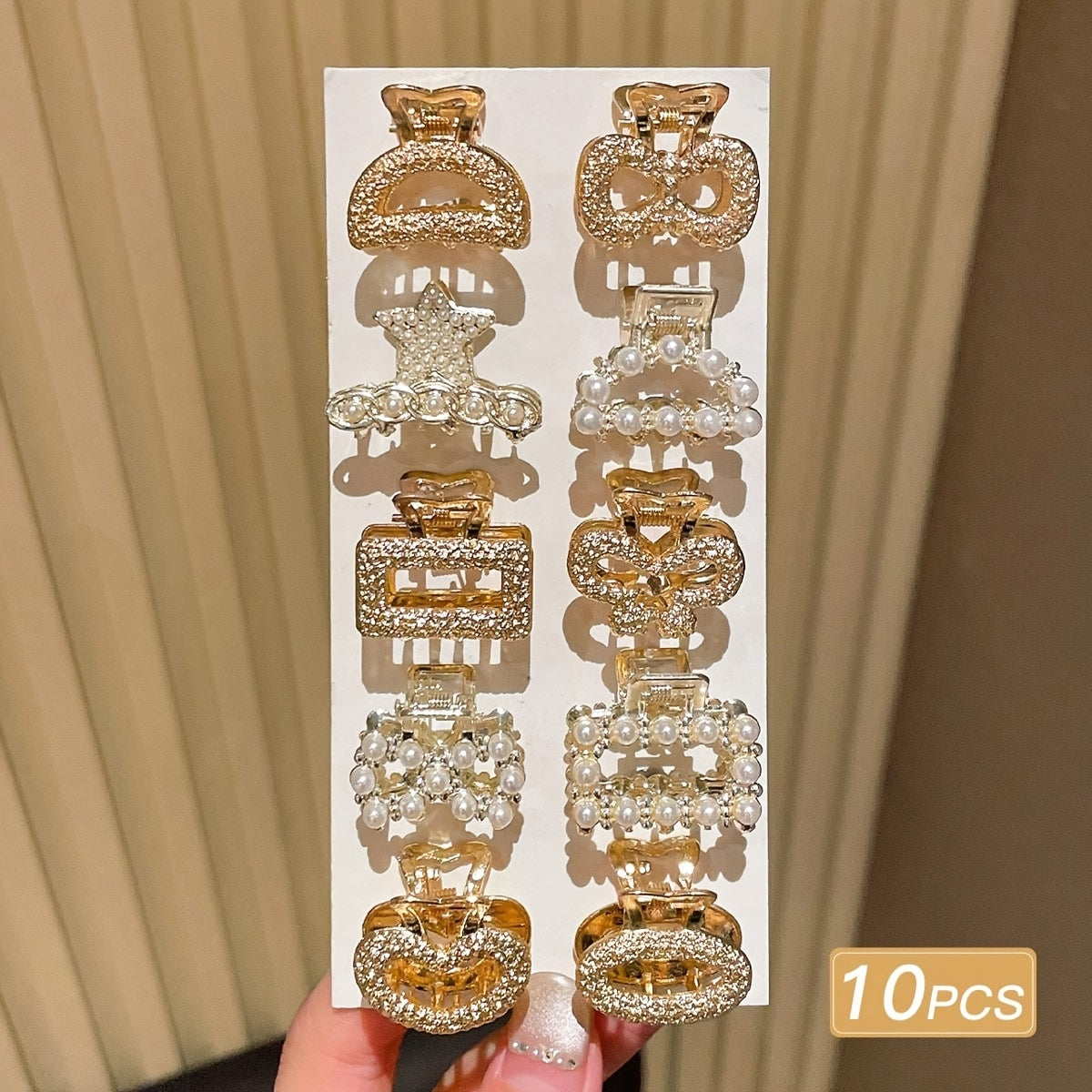 Women's Hair Clips 6/7/10-Pack Imitation Pearl Rhinestone Elegant Claws