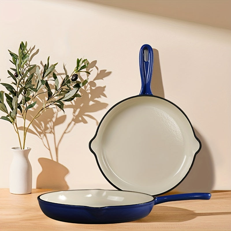 Cast Iron Skillet 26cm Non-Stick Flat Bottom Saute Pan with Handle