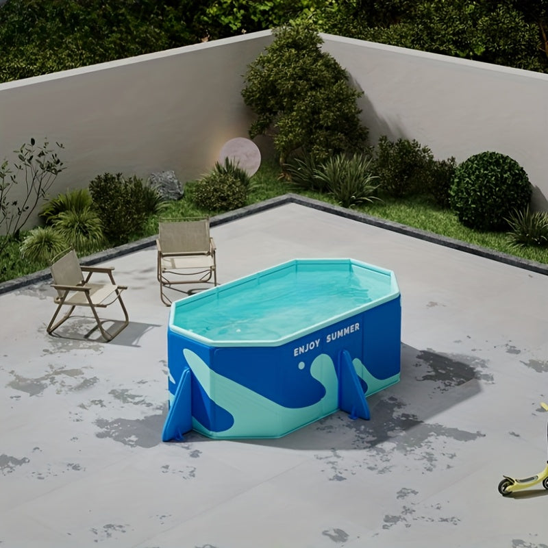 Collapsible PVC Inflatable Pool for Backyard Family Fun Easy Setup No Maintenance