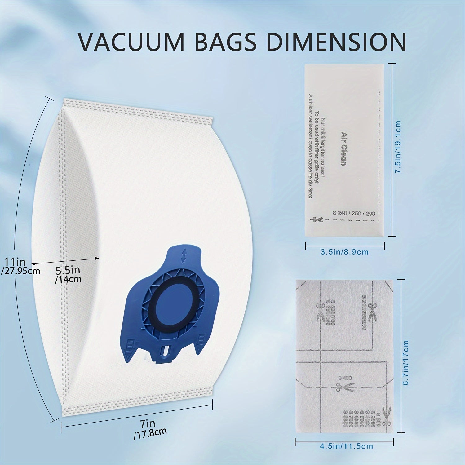 18 Pack Polycarbonate Dust Bags for Canister Vacuum Cleaners, Compatible with C1 C2 C3 S2 S5 S8 S2000-S2999