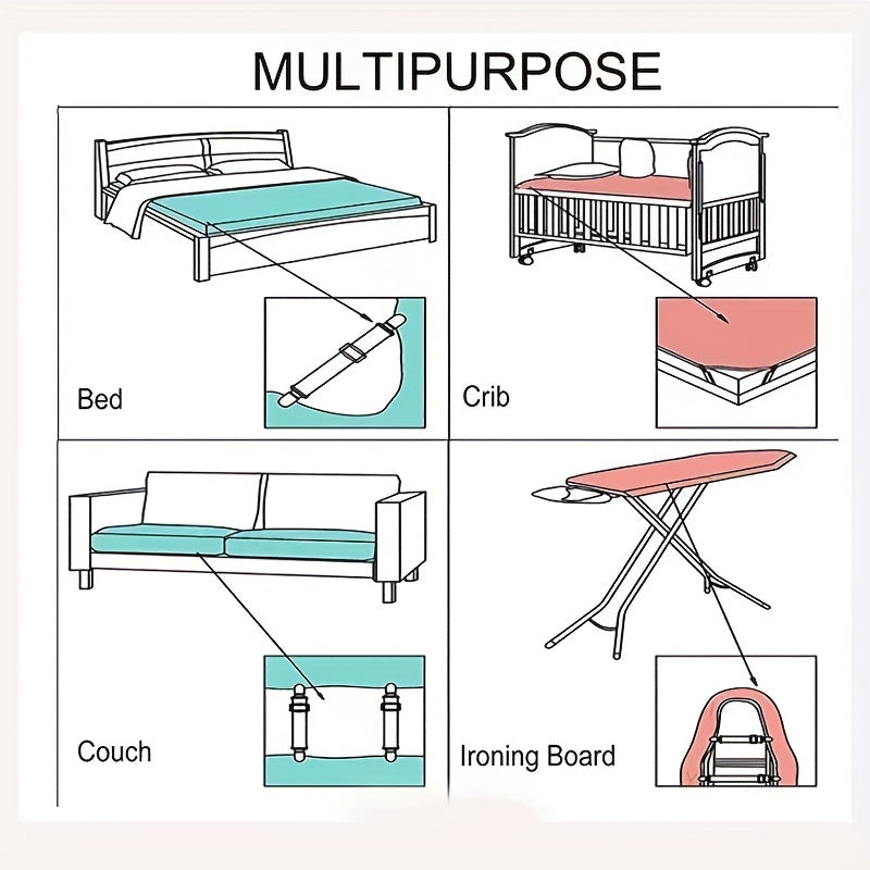 Set of 2 Non-slip Bed Sheet Clips Adjustable Fixers for Bed Sheets