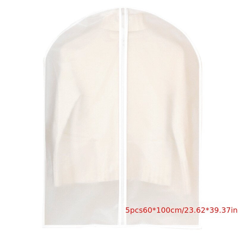 Juego de 5 bolsas de ropa transpirables para almacenamiento de prendas cubiertas de polvo para vestidos, trajes, abrigos
