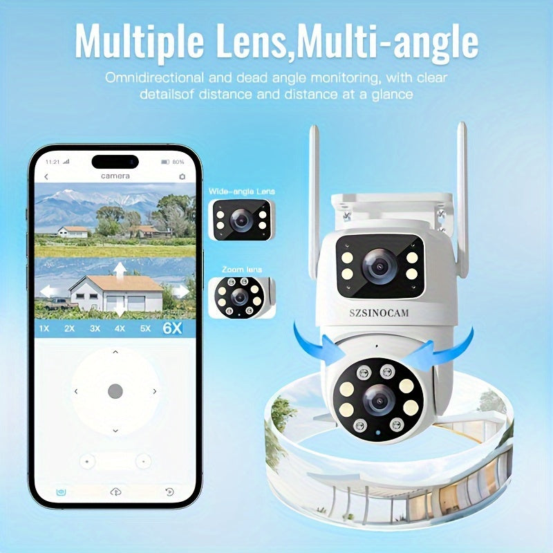 Cámara de seguridad inalámbrica para exteriores 720P HD visión nocturna detección de movimiento PTZ audio bidireccional