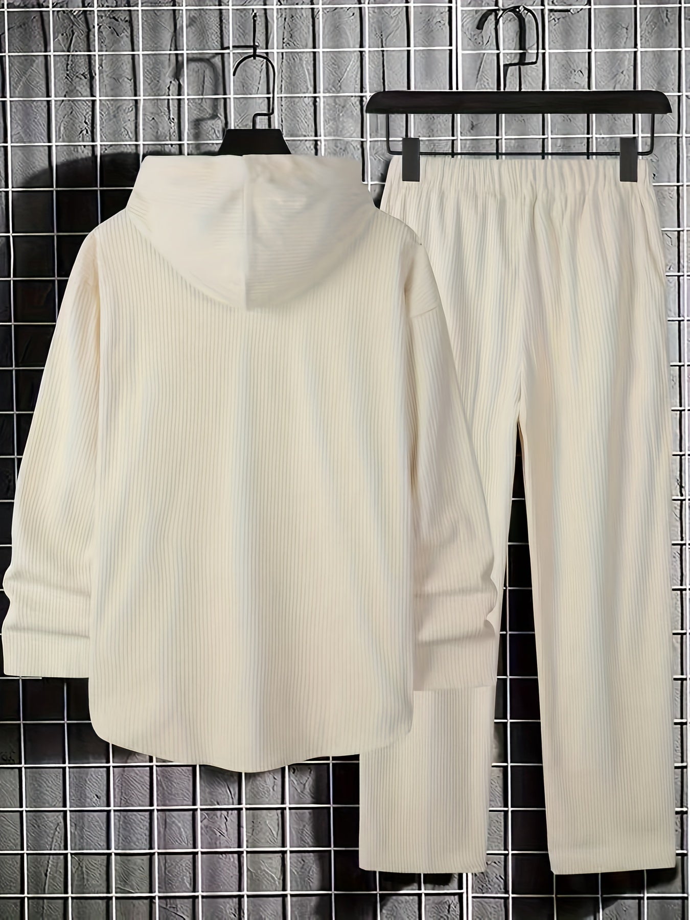 Men's Solid Color Corduroy Hoodie and Sweatpants Set Fall Winter Machine Washable