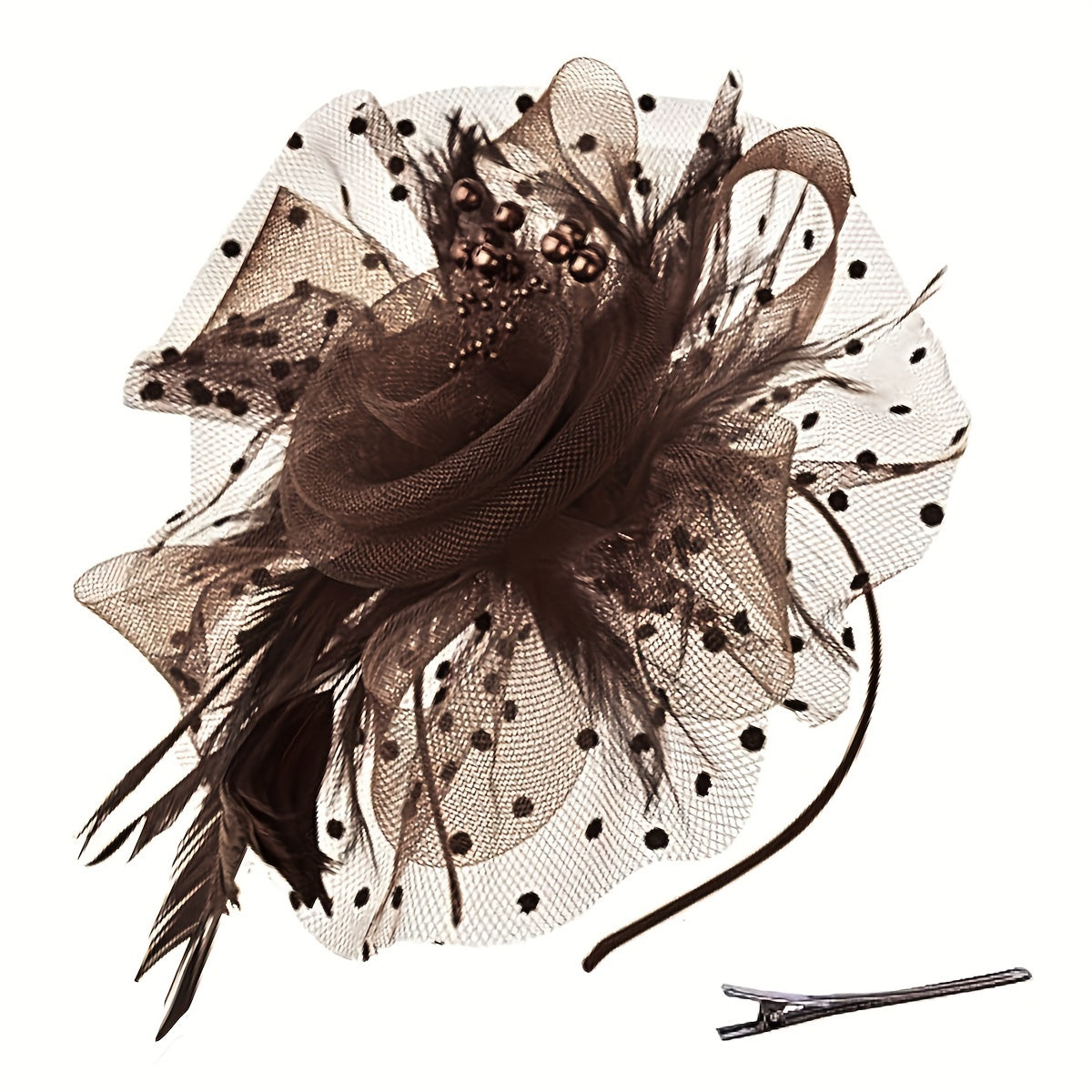 Ayollar uchun Vintage Chic Fascinator Shlyapa - Chiroyli Tarmoq Gul, Qush Tuxumlari va Klipli Boshband bilan 50-yillar va 60-yillar uslubida - Choy Partiyalari, Derby Kuni, To'ylar va Retro Yig'ilishlar uchun ideal