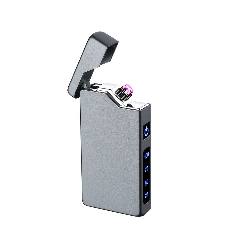 Rechargeable Dual Arc Lighter Windproof Flameless LED Battery Indicator Black/Grey