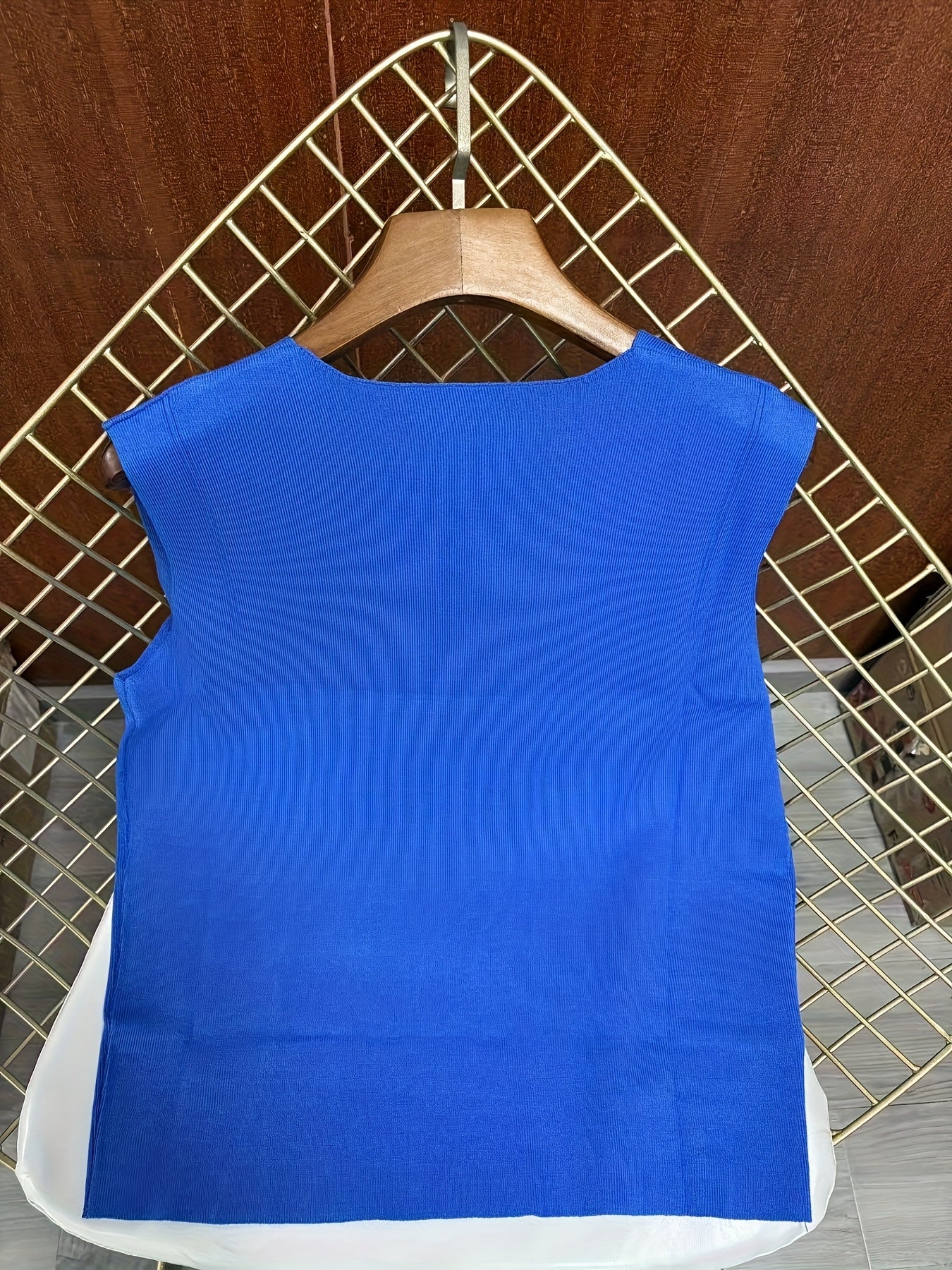 Plus Size Blue Ice Silky Fiber Fabric Camisole Vest for Women Summer Sleeveless Top