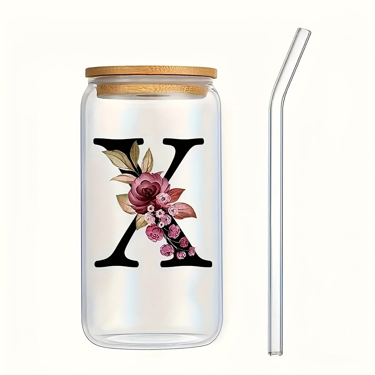 16oz Frosted Glass Cup with Bamboo Lid for Outdoor Camping