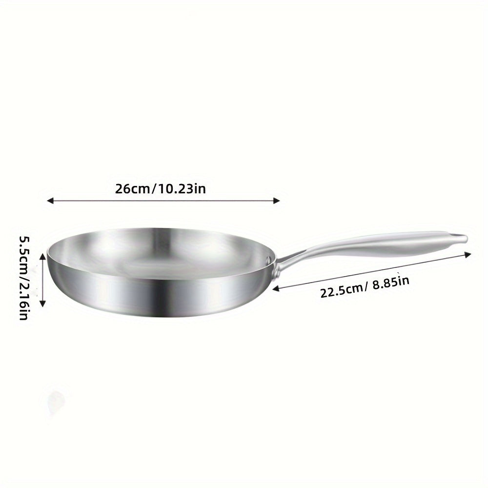304 Stainless Steel Frying Pan Nonstick Uncoated for Gas Induction Stoves