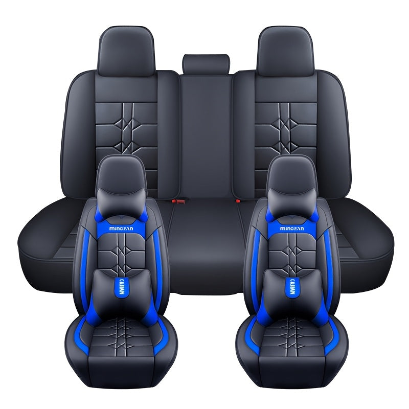 Universal Car Seat Covers All-Season Wear-Resistant PU Leather Full Coverage Cushion Set