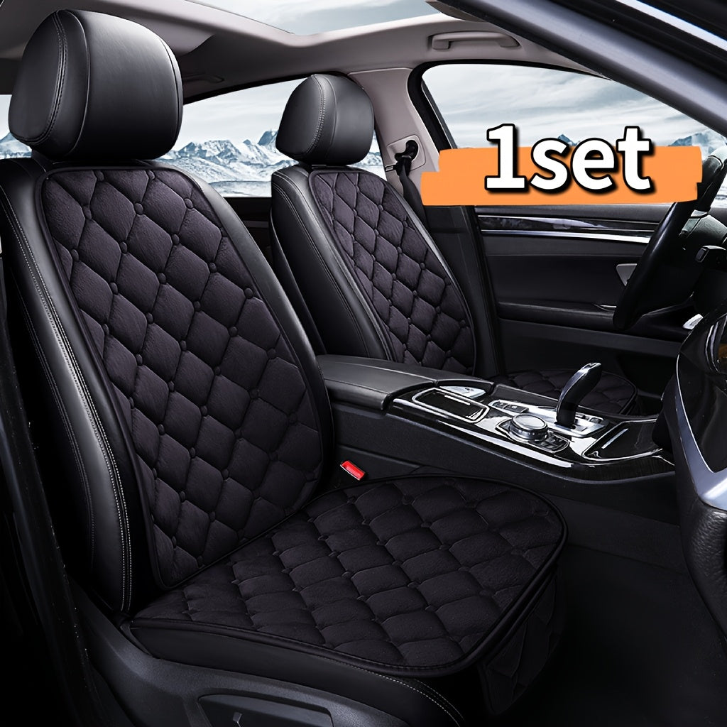 Set of 2 Plush Car Seat Cushion Covers Oval Shape Universal Fit for Front Seat Bottom and Backrest
