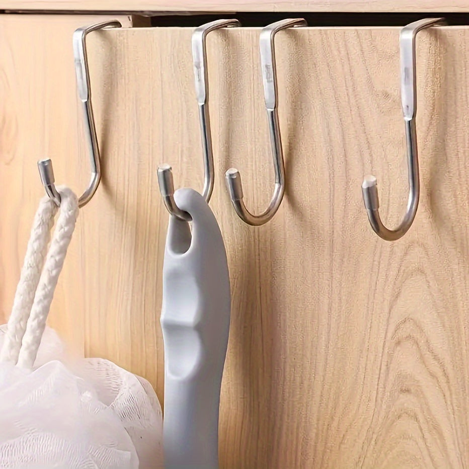 Stainless Steel S-Shaped Double Hooks for Dorms and Bathrooms Adhesive-Free Closet Hooks