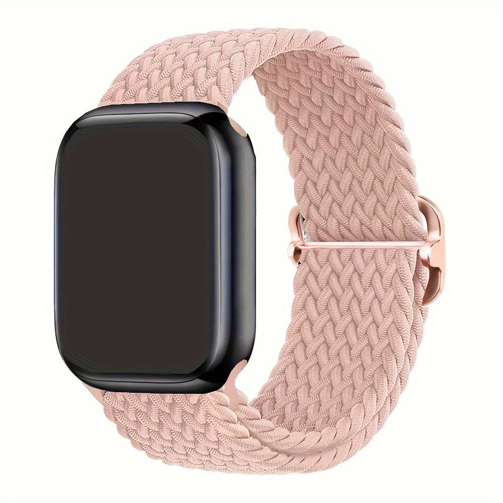Apple Watch uchun nylon to'qilgan halqa tasmasi, moslashuvchan, elastik, suv o'tkazmaydigan va terga chidamli. Bir nechta ranglarda Ultra2/9/8/7/6/5/4/3 SE iWatch modellari uchun mos keladi. Zamonaviy va moslashuvchan.