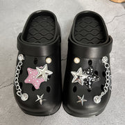 Women's Breathable Thick-Soled Slippers with Star Accessories Indoor Outdoor