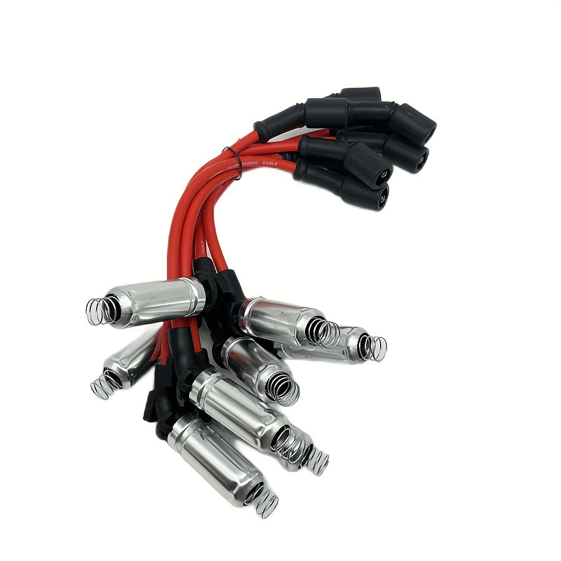 8pcs Spark Plug Wire Kit for Car, Durable Silicone Neon Colors
